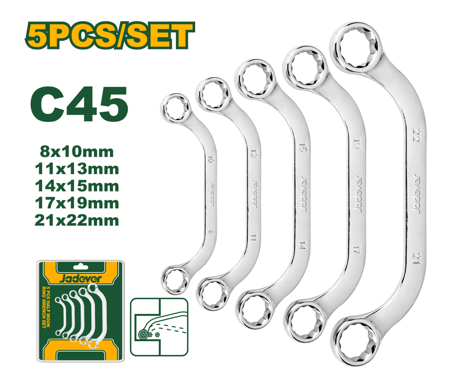 [JDFR3405] Jadever 5 PCS طقم مسنن مسنن نصف قمر