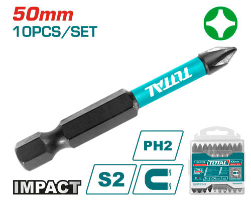 [TACIM16PH223] 10PCS Impact PH2X50mm طقم رأس مفك مقدح