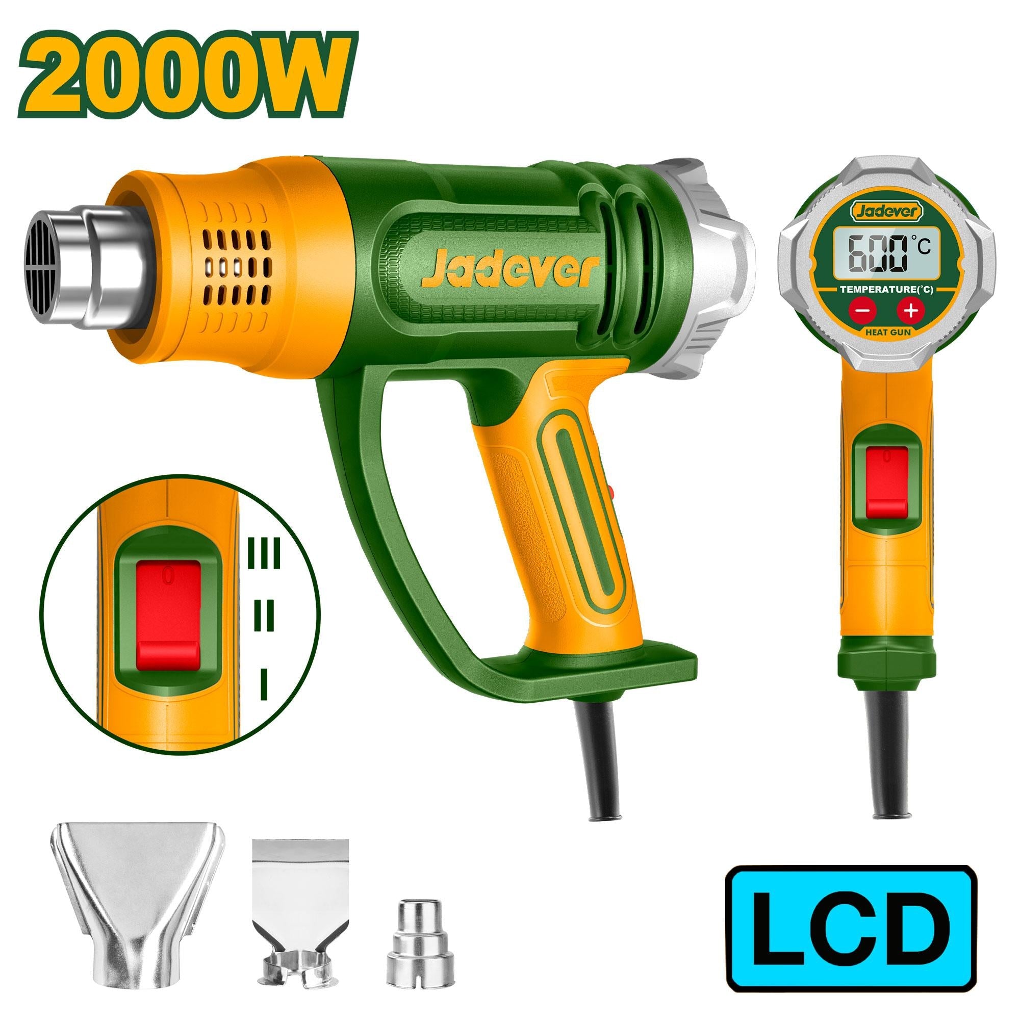 [JDHG1530] Heat gun 2000W سشوار حراري صناعي ديجيتال مع ركلاج - J.H For Tools and Hardware
