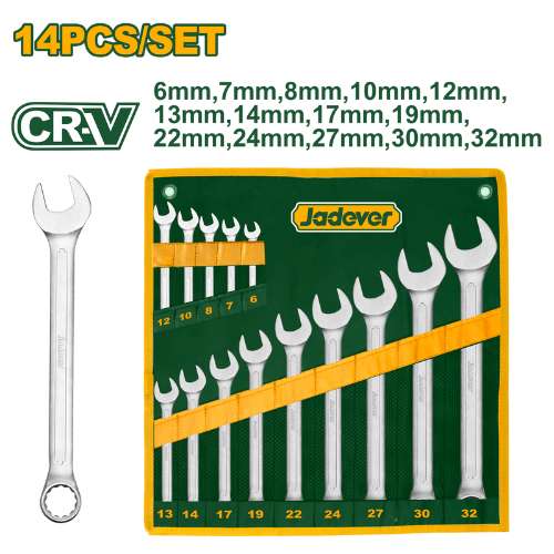 [JDSP1M14] 14 Pcs Combination spanner set طقم شق مسنن - J.H For Tools and Hardware