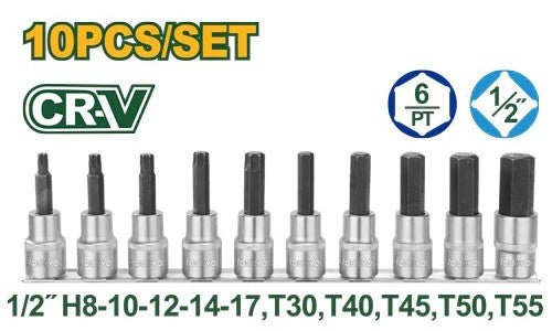 [JDST1412] 10PCSX1/2" طقم طربوش مسدس و منجم ذكر - J.H For Tools and Hardware