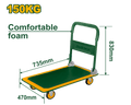 [JDWB1315] Foldable Platform Hand Truck – 150kg Capacity, Steel Frame, 100mm Wheels عرباية جر 4 دواليب - J.H For Tools and Hardware