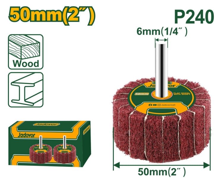 [JDYW0350] 50mmxP240 دولاب بولش على مقدح - J.H For Tools and Hardware