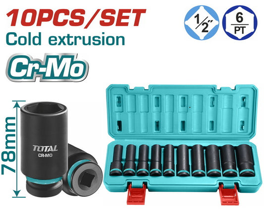 [THKISD12102L] 10PCS 1/2" Deep Socket Set
