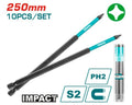 [TACIM16PH2103] 10PCS Impact PH2X250mm طقم رأس مفك مقدح طويل - J.H For Tools and Hardware