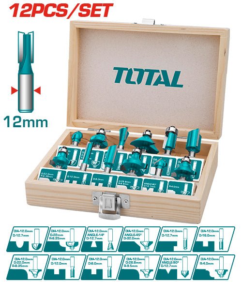 [TACSR2121] 12 Pcs 12 mm طقم ريش راوتر - J.H For Tools and Hardware