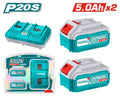 [TFBCPK2425] 20VX2X5.0AH مجموعة بطاريات مع شاحن مجوز - J.H For Tools and Hardware