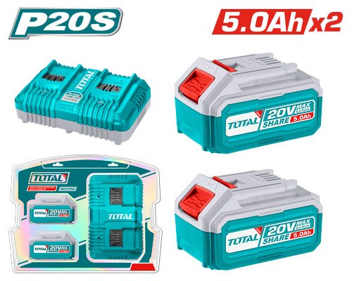 [TFBCPK2425] 20VX2X5.0AH مجموعة بطاريات مع شاحن مجوز - J.H For Tools and Hardware