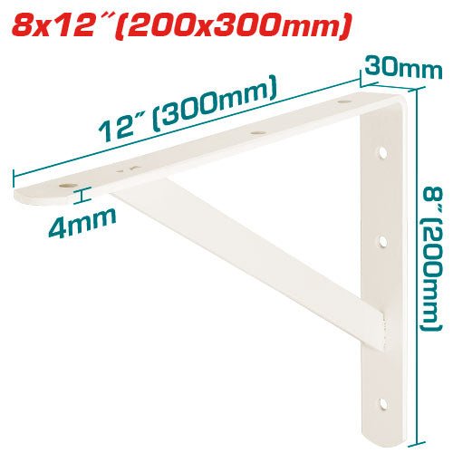 [THDSB0812] 20X30CM زاوية رف ابيض مع دعمة - J.H For Tools and Hardware