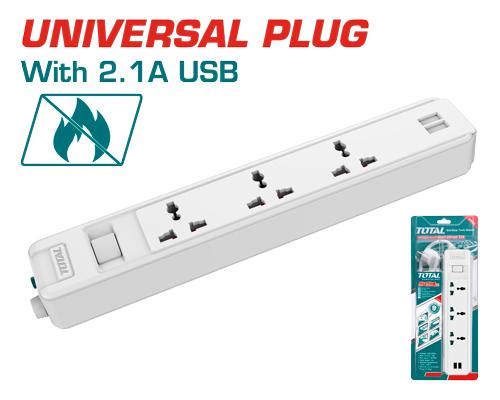 [THES13041VSB] Extension socket 13A 3M USB وصلة كهرباء 3 مخارج + 2 مخرج - J.H For Tools and Hardware