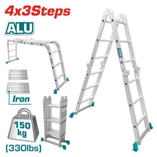 [THLAD04431] 4X3Steps سلم المنيوم متعدد الاستخدام - J.H For Tools and Hardware