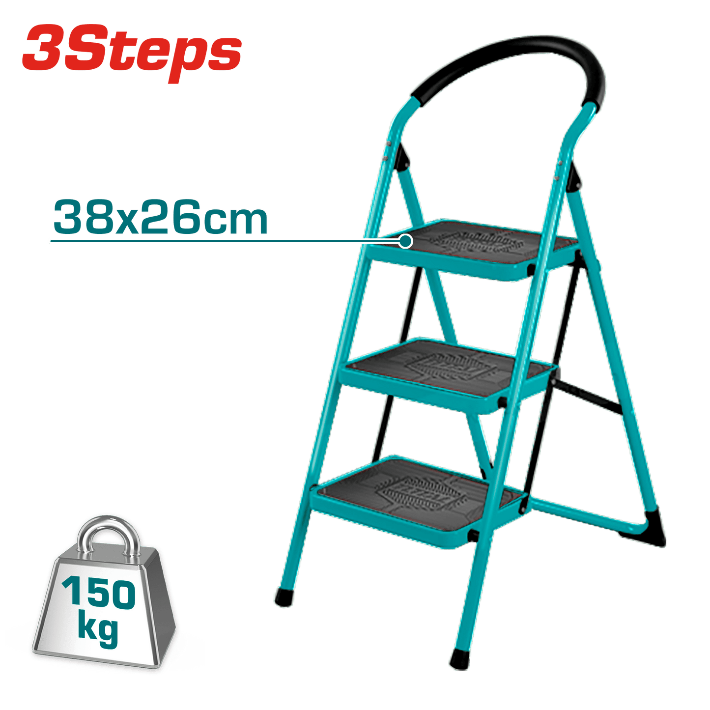 [THLAD09031] 3Steps سلم حديد درجة عريضة - J.H For Tools and Hardware