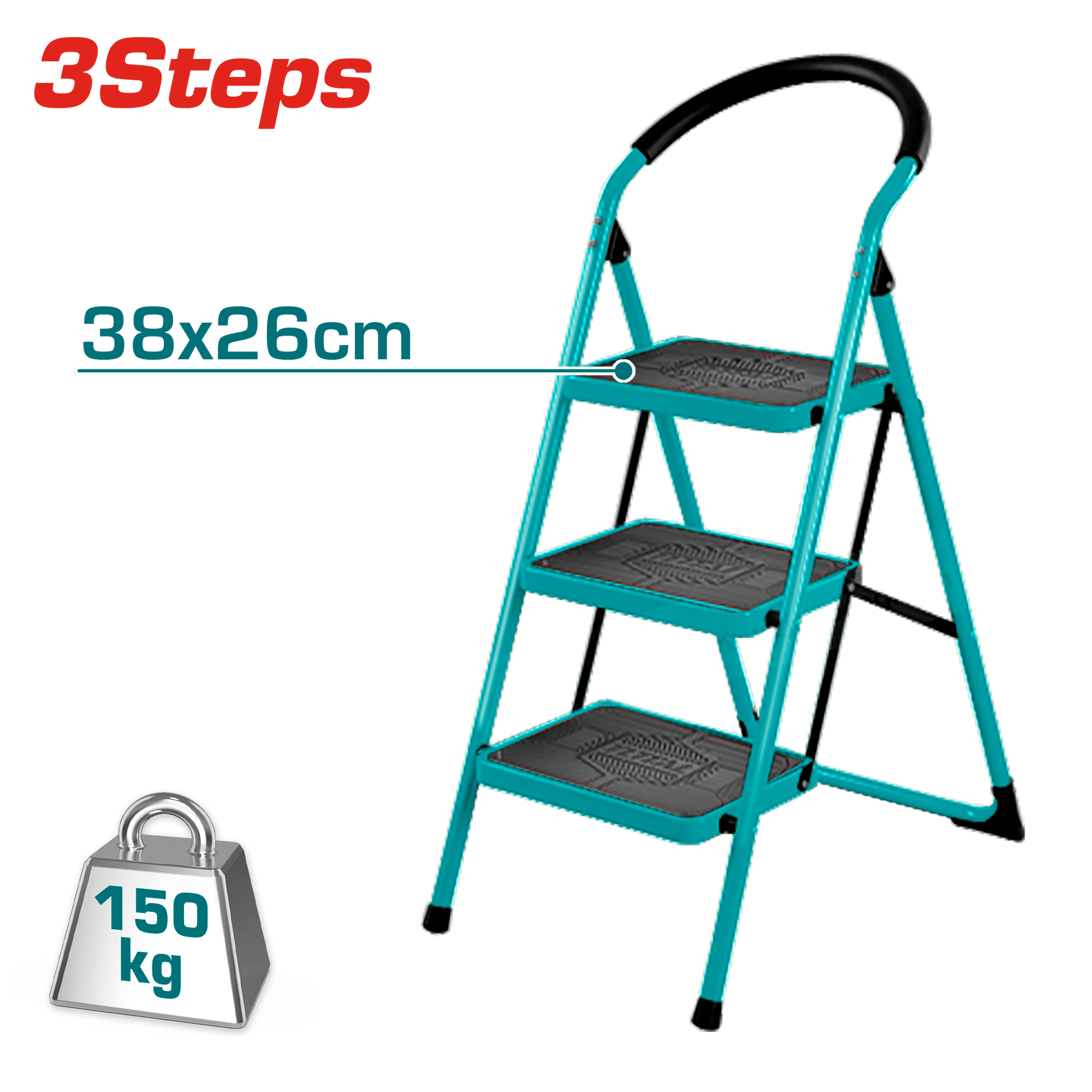 [THLAD09031] 3Steps سلم حديد درجة عريضة - J.H For Tools and Hardware