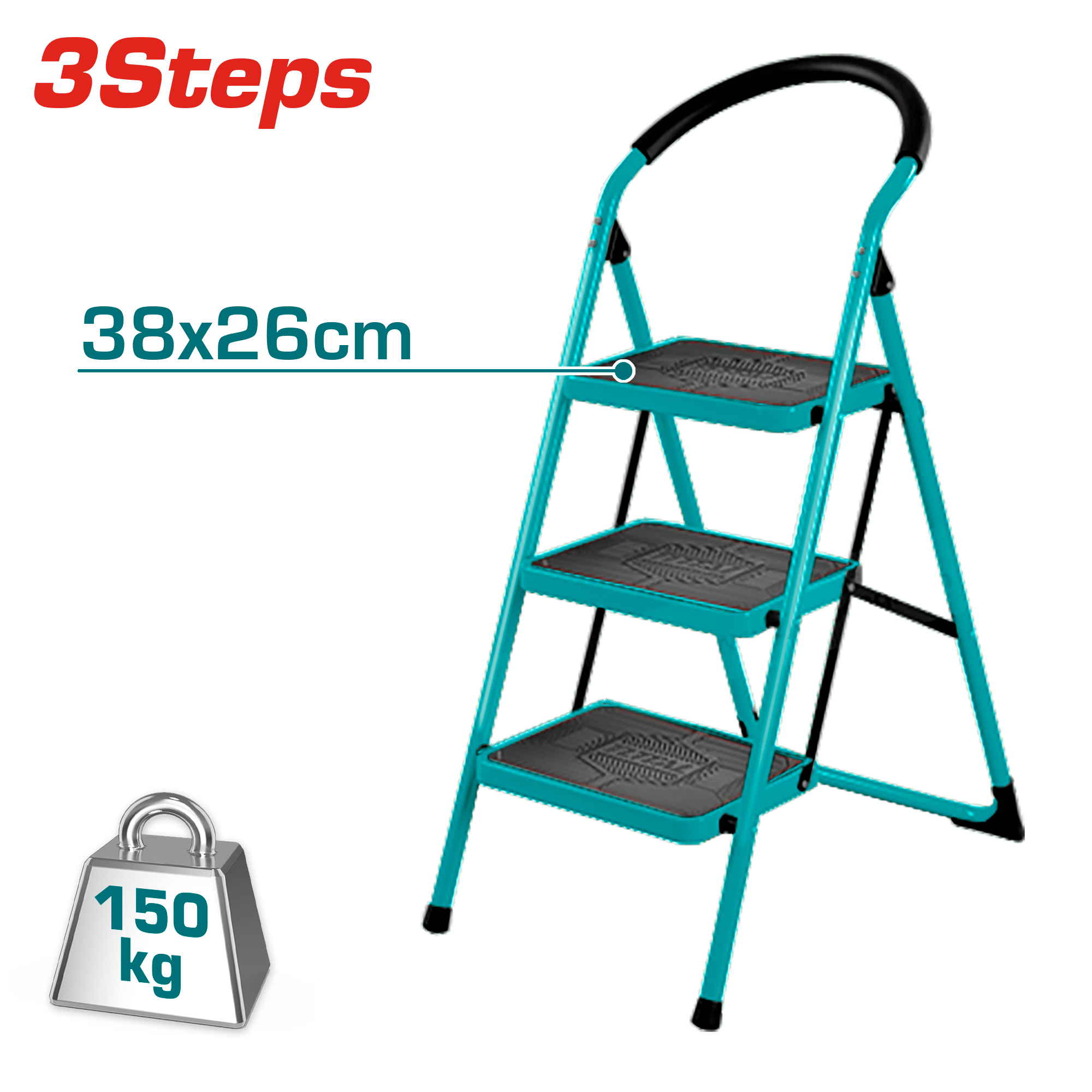 [THLAD09031] 3Steps سلم حديد درجة عريضة - J.H For Tools and Hardware