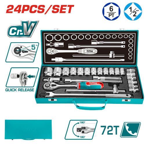 [THT121242] 24 PCS طقم طربوش علبة حديد "1/2 - J.H For Tools and Hardware