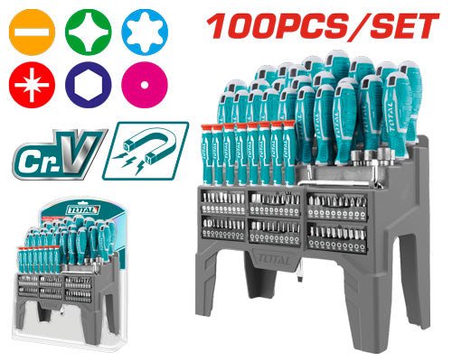 [THT2506100] طقم مفكات 100 قطعة - J.H For Tools and Hardware