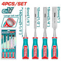 [THT41K0401] 4PCS 6/12/19/25mm طقم ازميل نجار - J.H For Tools and Hardware