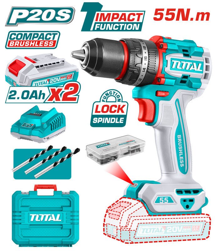 [TIDLI20558] 20VX55NmX2BX1CX2.0Ah (Compact) مقدح بطاريتين صناعي - J.H For Tools and Hardware