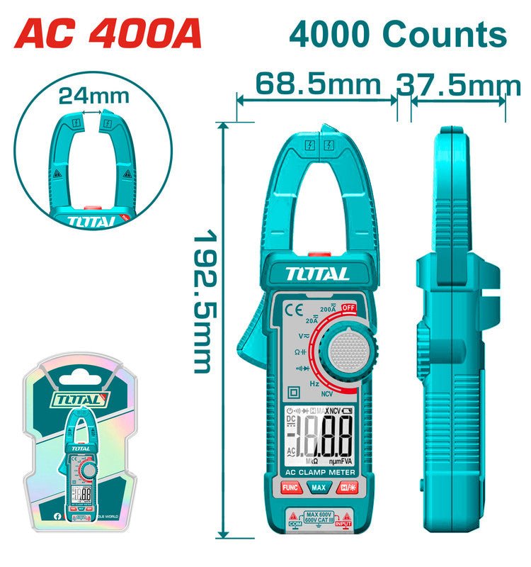 [TMT762001] 400A/600V/4mF AC كلامبميتر ديجيتال - J.H For Tools and Hardware