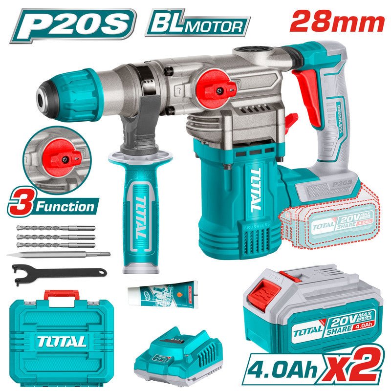[TRHLI202882] 20VX28MMX2BX1C SDS Plus كومبرسور برم وتكسير عالبطارية - J.H For Tools and Hardware