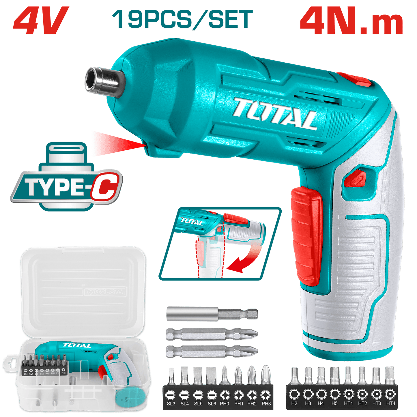 [TSDLI0442] 4V مفك بطارية قلم+شنطة+اكسسوار - J.H For Tools and Hardware
