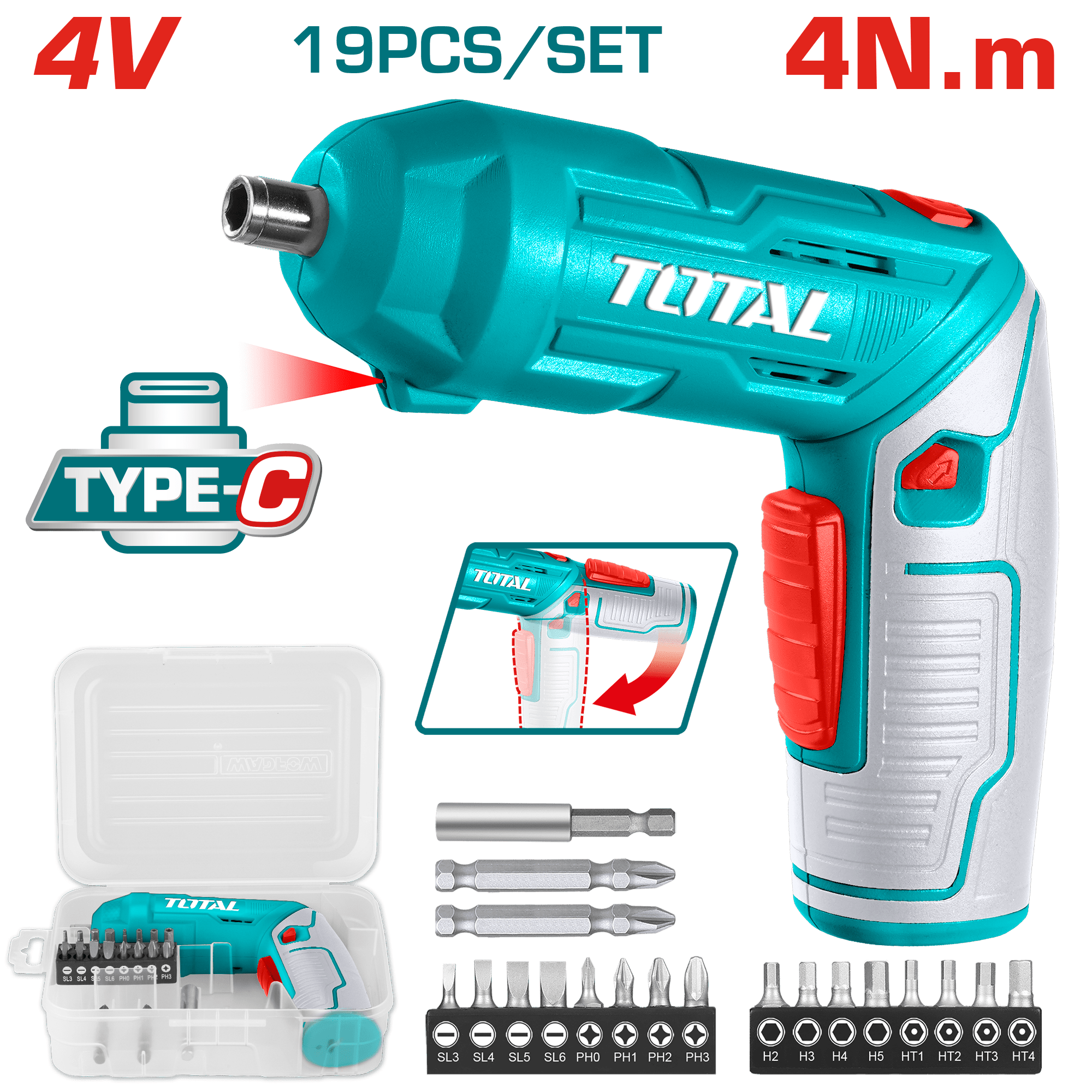 [TSDLI0442] 4V مفك بطارية قلم+شنطة+اكسسوار - J.H For Tools and Hardware