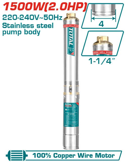 [TWP515001] 1500W 2HP 135M طرمبة مياه بئر غاطسة - J.H For Tools and Hardware